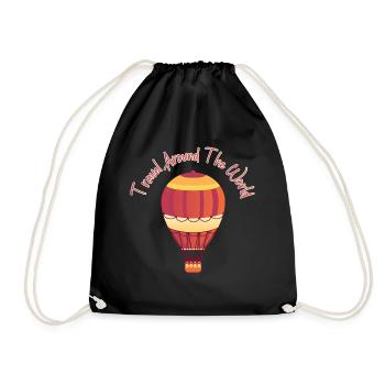 Heißluftballon & Ballon Fahrer Geschenk - Turnbeutel - Schwarz - Vorne