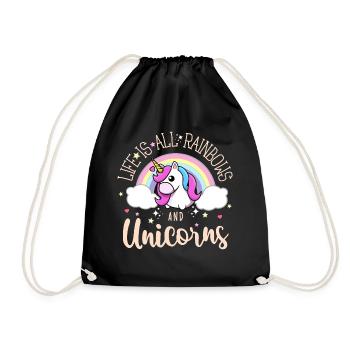 Joli design arc-en-ciel et licorne - Sac de sport léger - noir - Devant
