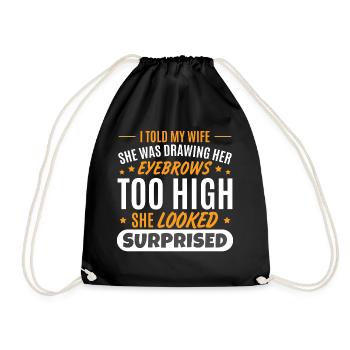 Wife Husband Father's Day Dad Joke Puns - Drawstring Bag - black - Front