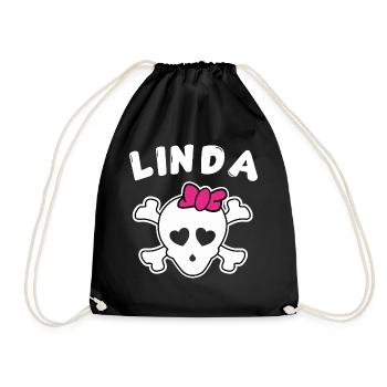 Piratin Linda Design für Mädchen und Frauen - Turnbeutel - Schwarz - Vorne