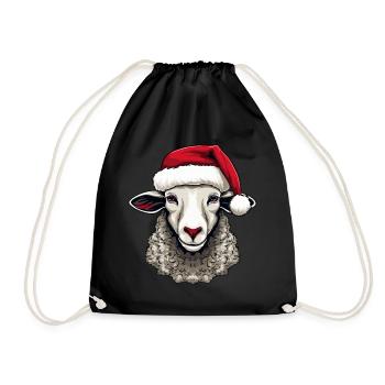 Sheep Christmas Animal Head Lamb - Drawstring Bag - black - Front