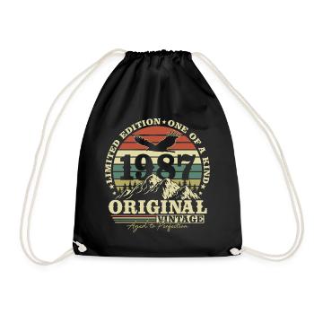Original 1987 Vintage Vintage Retro Birthday - Drawstring Bag - black - Front