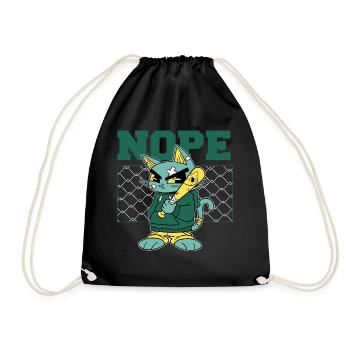 Angry Cat mit Baseballschläger - NOPE! - Turnbeutel - Schwarz - Vorne