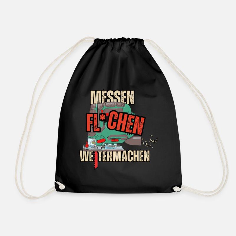 Messen, Fluchen & Weitermachen – Heimwerker - Turnbeutel - Schwarz