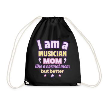 Musician Mom, Gift Mother's Day, Music - Drawstring Bag - black - Front