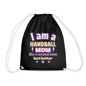 Mutter Handballerin, Muttertag Geschenk, Handball - Turnbeutel - Schwarz - Vorne