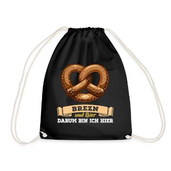 Brezn & Bier - darum bin ich hier - Turnbeutel - Schwarz - Vorne
