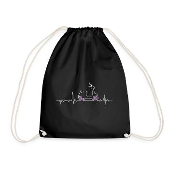 Motor scooter heartbeat - Drawstring Bag - black - Front
