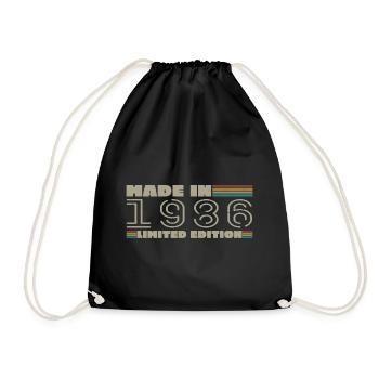 Vintage 1986 1986 Birthday Gift Born in 1986 - Drawstring Bag - black - Front