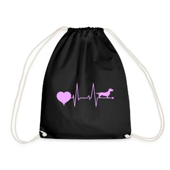 Dachshund Wire-haired Dachshund Mama Heartbeat Pink - Drawstring Bag - black - Front