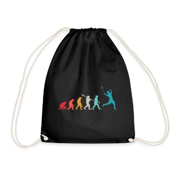 Badminton Evolution Geschenk für Badmintonspieler - Turnbeutel - Schwarz - Vorne