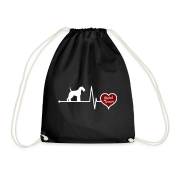 Welsh Terrier Hund Mom Herzschlag Lustig - Turnbeutel - Schwarz - Vorne