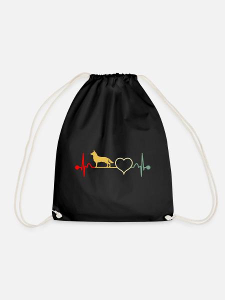 German Shepherd heartbeat Vintage baby Birthday - Turnbeutel - Schwarz