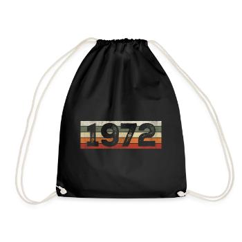 Jahrgang 1972 Retro 1972 Geburtstagsgeschenk - Turnbeutel - Schwarz - Vorne