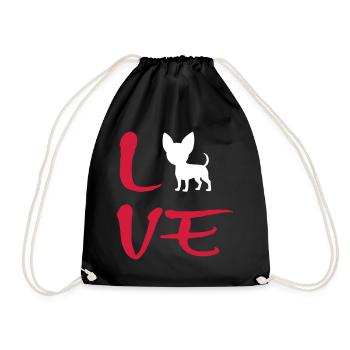Chihuahua LOVE dog gift idea - Drawstring Bag - black - Front