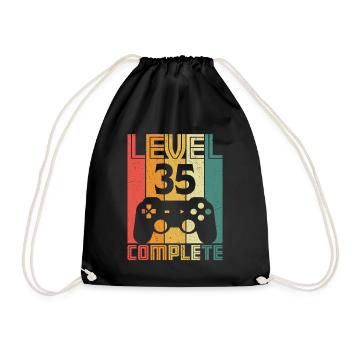 35th birthday Gamer Level 35 Complete 35 years - Drawstring Bag - black - Front