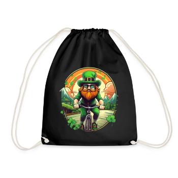 St. Patrick's Day Kleeblatt Radfahren - Turnbeutel - Schwarz - Vorne