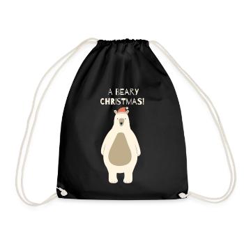 Ours de Noël Beary avec le Père Noël - Sac de sport léger - noir - Devant