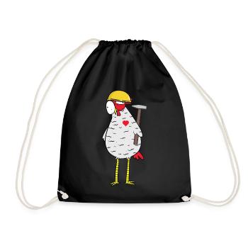 Craftsman Chicken Hammer Heart Construction Site Professions Job - Drawstring Bag - black - Front