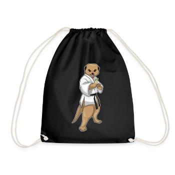 meerkat karate martial arts - Drawstring Bag - black - Front