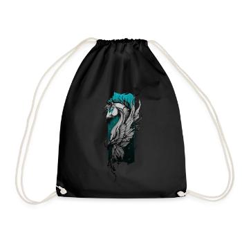 Celestial Steed: Winged Horse Soaring - Drawstring Bag - black - Front