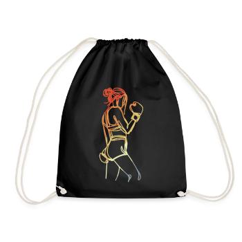 Weiblicher Boxer Retro - Turnbeutel - Schwarz - Vorne