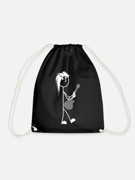 Strichmännchen mit Gitarre - Turnbeutel - Schwarz