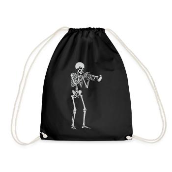 Skeleton spielt Trompete - Turnbeutel - Schwarz - Vorne