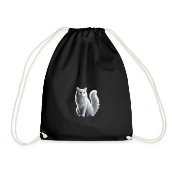 Cat White Blue Eyes - Drawstring Bag - black - Front