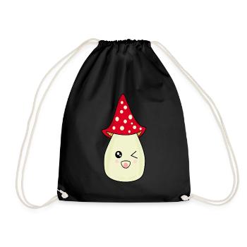 Kawaii Pilz Kawaii Fliegenpilz Kawaii Kostüm - Turnbeutel - Schwarz - Vorne