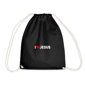 J’aime Jésus - Cœur - Sac de sport léger - noir - Devant