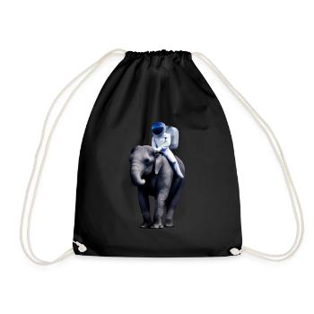 Astronaut on elephant adventure - Drawstring Bag - black - Front