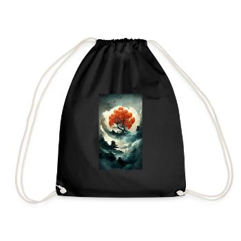 Tree Chinese - Drawstring Bag - black - Front