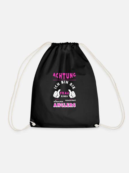 Frau eines Anglers Geschenk T Shirt - Turnbeutel - Schwarz