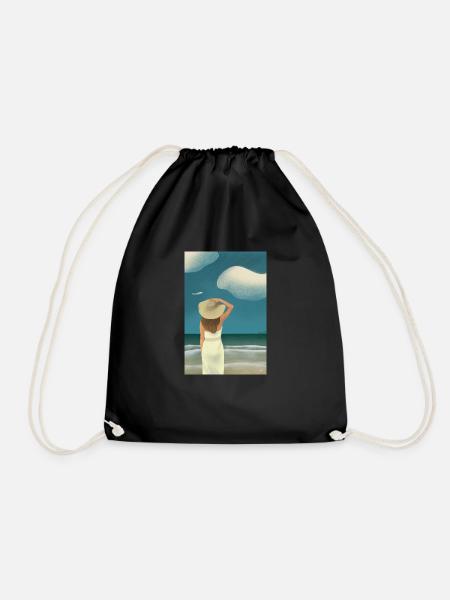 Summer beach - Drawstring Bag - black