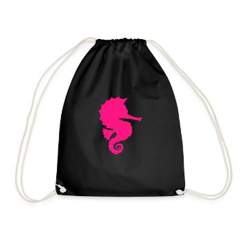Seepferdchen pink Kinder Geschenk schwimmen Meer - Turnbeutel - Schwarz - Vorne
