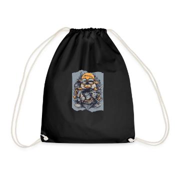 Skywise Whiskers Aviator Animal Orange Grey Cute - Drawstring Bag - black - Front
