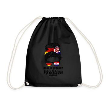 Deutsche Kroatin Kroatien Geschenk - Turnbeutel - Schwarz - Vorne