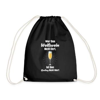 Weißwein Wein Weinfest Geschenk - Turnbeutel - Schwarz - Vorne