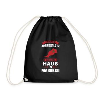 Marokko Flagge Marokkanisch Geschenk - Turnbeutel - Schwarz - Vorne