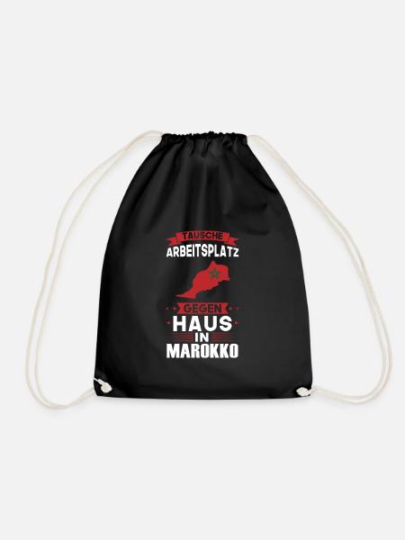 Marokko Flagge Marokkanisch Geschenk - Turnbeutel - Schwarz