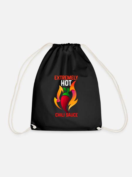 Spicy Hot Chili Sauce - Hot Chili Pepper - Drawstring Bag - black