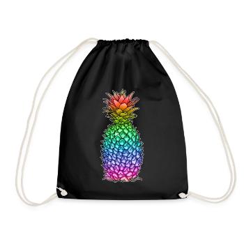 Ananas in Regenbogen Farben / LGBTQ, Gay Pride CSD - Turnbeutel - Schwarz - Vorne