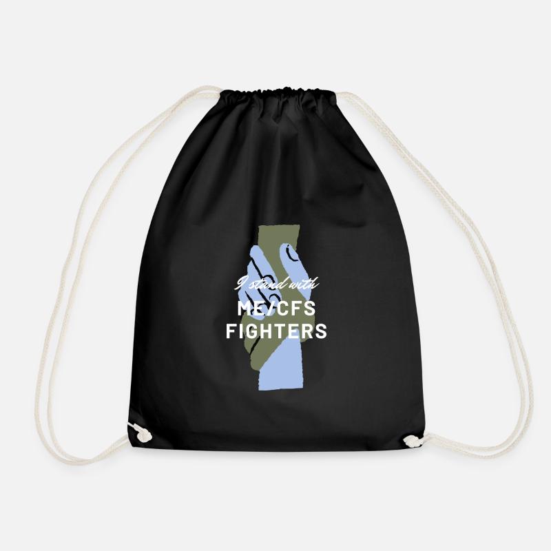ME/CFS I stand with ME/CFS Fighters white - Drawstring Bag - black