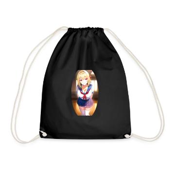 Senpai Schoolgirl - Drawstring Bag - black - Front