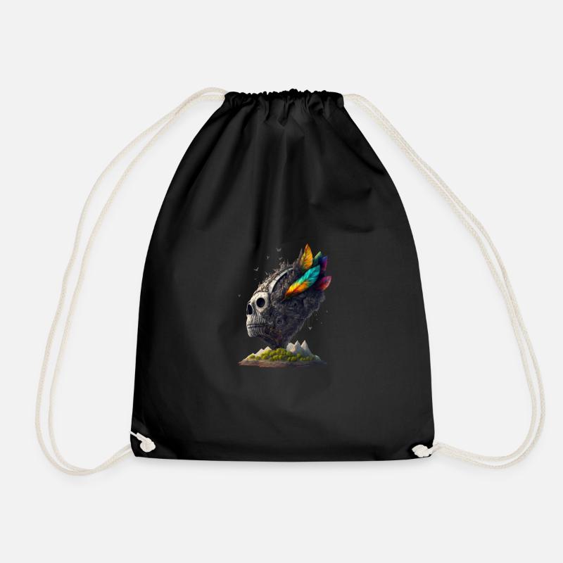Crâne coloré - Sac de sport léger - noir