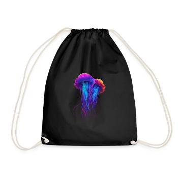 Qualle Schwarm Sea Beach Meduse Marine Diver - Turnbeutel - Schwarz - Vorne