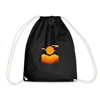Retro Sonnenuntergang – Berge im Schichtdesign - Turnbeutel - Schwarz - Vorne