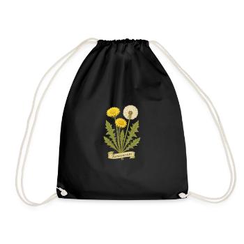 Löwenzahn – Taraxacum officinale | Kraftpaket - Turnbeutel - Schwarz - Vorne