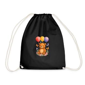 Tendours - The teddy bear to offer - #3 - Drawstring Bag - black - Front